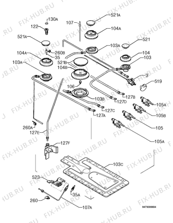 Взрыв-схема плиты (духовки) Electrolux EKG5600W - Схема узла Functional parts 267